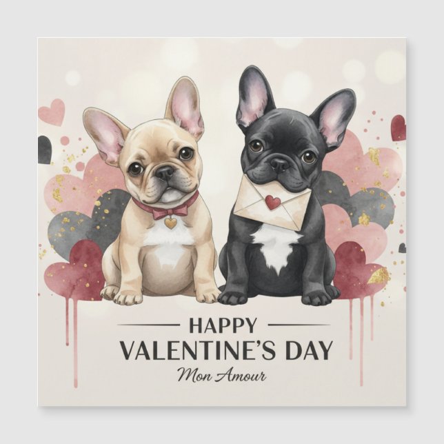Happy Valentine’s Day French Bulldog Magnet  (Vorderseite)