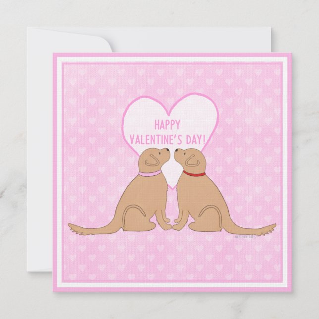 Happy Valentine’s Day Golden Dogs Flat Card (Vorderseite)