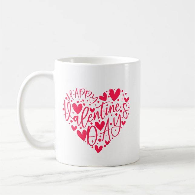 Happy Valentine’s Day Heart Lettering Kaffeetasse (Links)