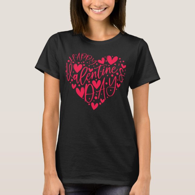 Happy Valentine’s Day Heart Lettering T-Shirt (Vorderseite)