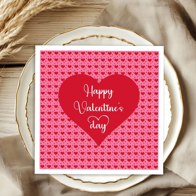 Happy Valentine’s Day Hearts Love Napkins Serviette (Happy Valentine’s Day Hearts Love Napkins)