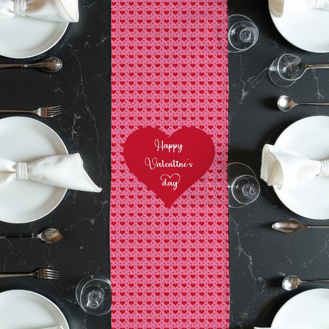 Happy Valentine’s Day Hearts Romantic Table Runner Großer Tischläufer (Happy Valentine’s Day Hearts Romantic Table Runner)