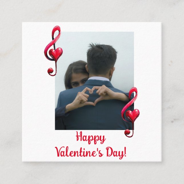 Happy Valentine’s Day Music of Love Quadratische Visitenkarte (Vorderseite)