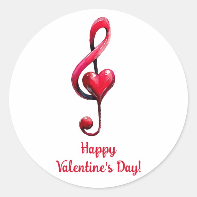 Happy Valentine’s Day Music of Love Runder Aufkleber (Vorderseite)