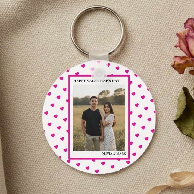 Happy Valentine’s Day Pink Heart Custom love Schlüsselanhänger (Von Creator hochgeladen)