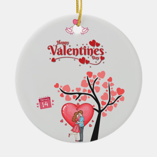 Happy Valentine’s Day – Romantic Couple  Keramik Ornament (Vorne)