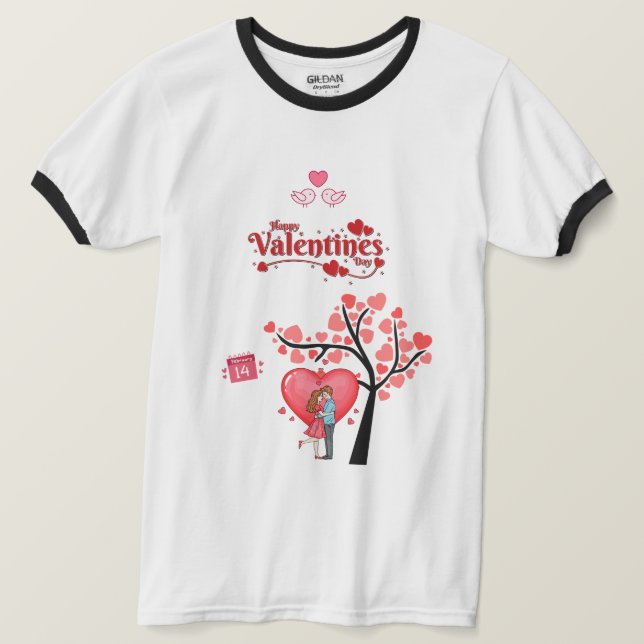 Happy Valentine’s Day – Romantic Couple  T-Shirt (Design vorne)