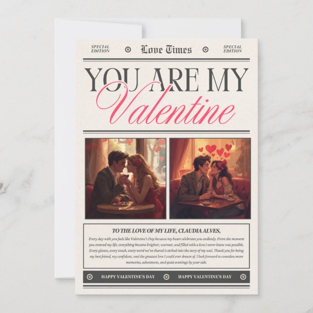 Happy Valentine’s Day Romantic Wall Art  Einladung (Vorderseite)