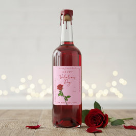 Happy Valentine’s Day Rose Custom Wine Label Weinetikett