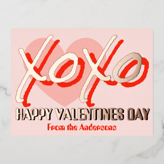 Happy Valentine’s Day XoXo modern foil pink Folien Feiertagspostkarte