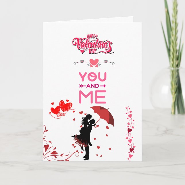 Happy Valentine’s Day – You and Me Romantic Love  Karte (Vorderseite)