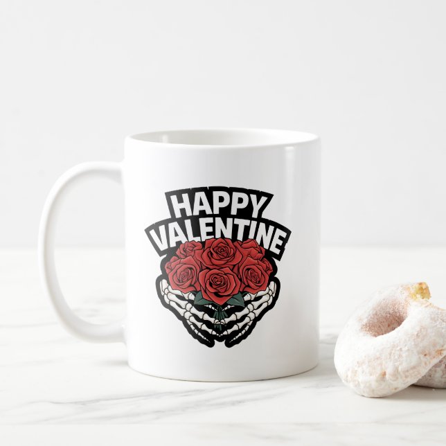 Happy Valentine Selbst Knochen brauchen Liebe Kaffeetasse (Mit Donut)