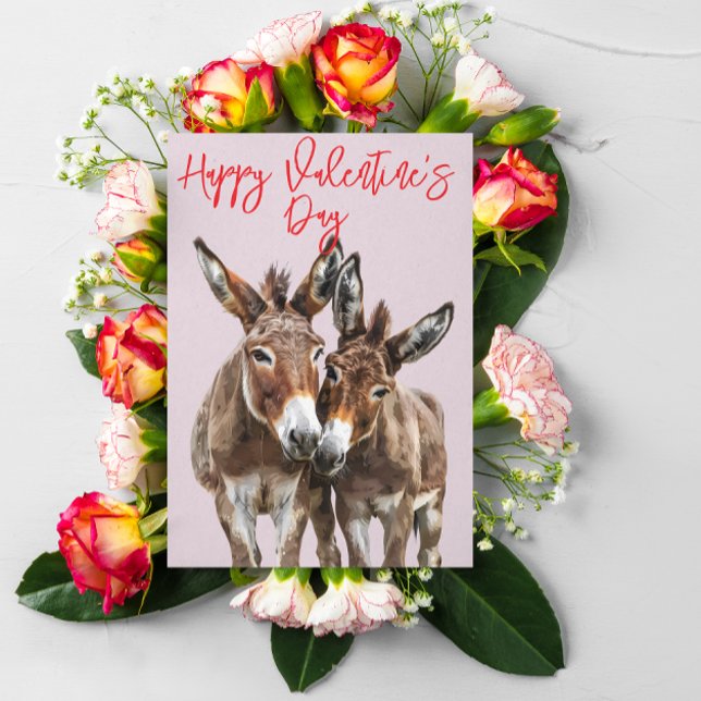 Happy Valentine Tag Niedliche Donkeys Liebe Karte (Von Creator hochgeladen)