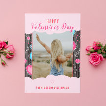 Happy Valentine Whimsy Pink Blue Heart Blume Name
