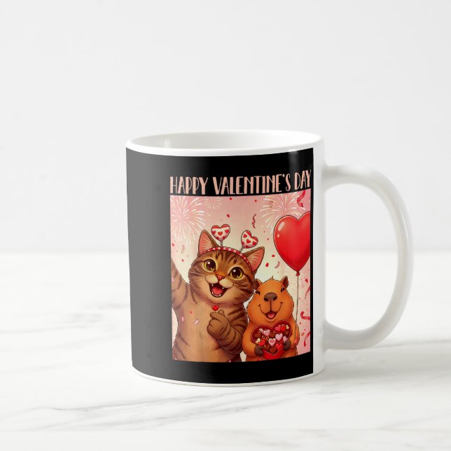 Happy Valentines 2026 Cute Cat Capybara Party Art  Kaffeetasse (Rechts)