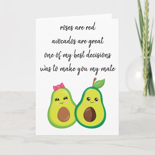Happy Valentine's Avocado Couple Rose sind rot Karte (Vorderseite)