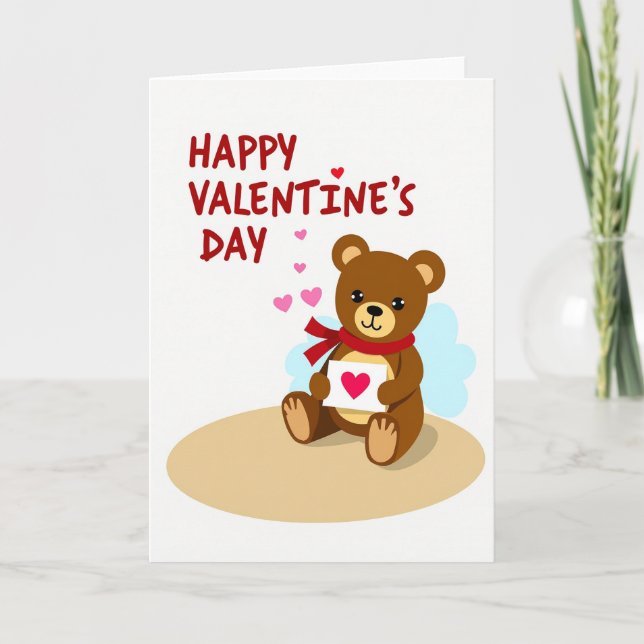 Happy Valentines Bear Heart Card Karte (Vorderseite)
