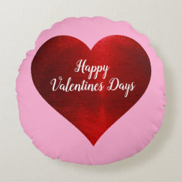 Happy Valentines Big Red Heart Day Round Pillow Rundes Kissen