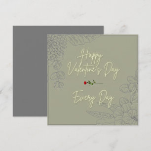Happy Valentine's Blume Gray Embossed Rote Rose Mitteilungskarte