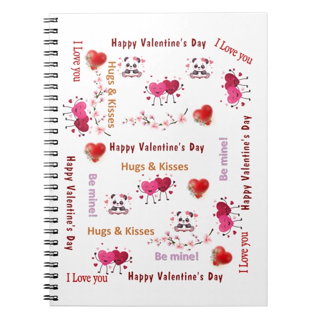 Happy Valentine's Couple Hearts Spiral Notebook  Notizblock (Vorderseite)
