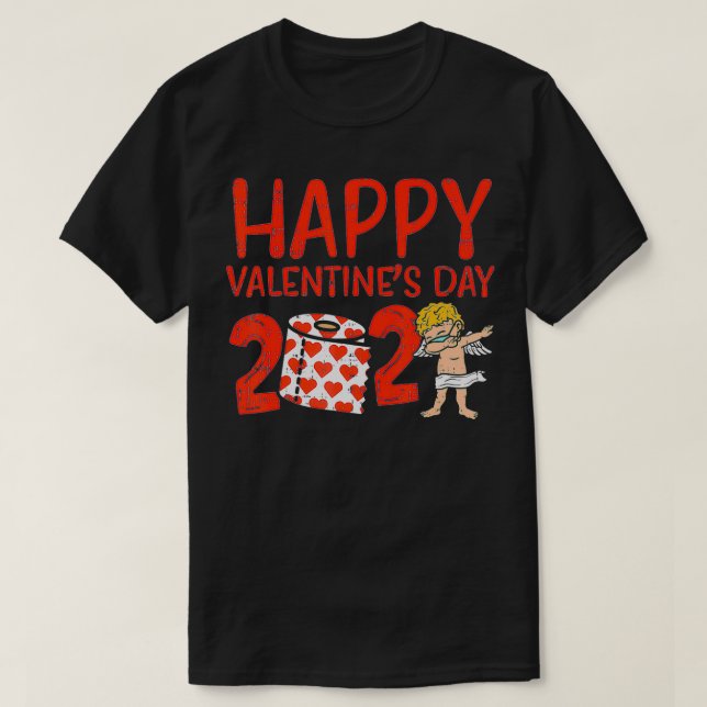 Happy Valentines Day 2021 Cupid Face Mask Quaranti T-Shirt (Design vorne)
