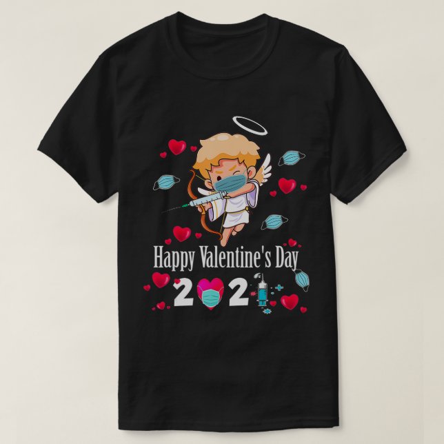 Happy Valentine's Day 2021 Niedliches Cupid-Gesche T-Shirt (Design vorne)