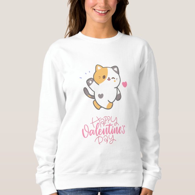 Happy Valentine's Day 2023 - Cats Lover Valentine Sweatshirt (Vorderseite)