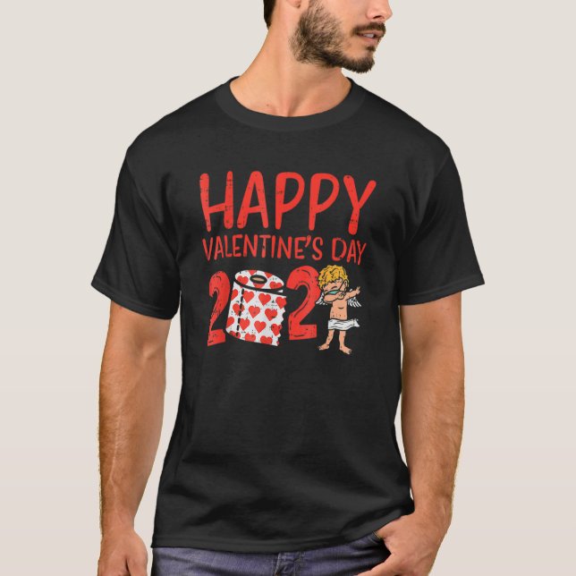 Happy Valentines Day 2023 Cupid Gesicht Maske Quar T-Shirt (Vorderseite)