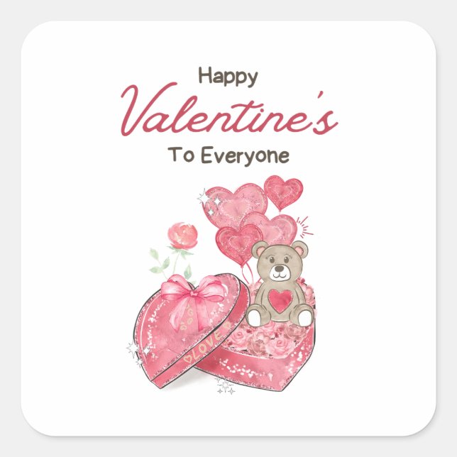 Happy Valentine's Day 2023 - Liebe Images Trendy Quadratischer Aufkleber (Vorderseite)
