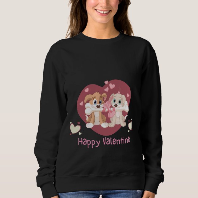 Happy Valentine's Day 2024 Hunde Niedlich Sweatshirt (Vorderseite)