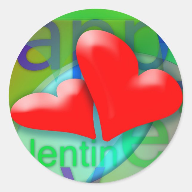 Happy Valentine's Day 2 Red Hearts Sticker (Vorderseite)