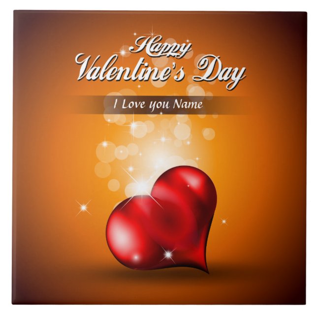 Happy Valentine's Day 4 Tile Fliese (Vorderseite)