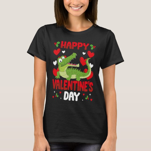 Happy Valentines Day Alligators Heart Love Animal T-Shirt (Vorderseite)