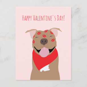 Happy Valentines Day American Bulldog Kiss Marks Postkarte