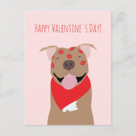 Happy Valentines Day American Bulldog Kiss Marks Postkarte