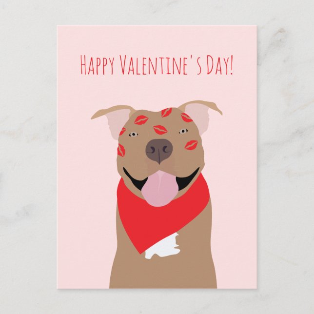 Happy Valentines Day American Bulldog Kiss Marks Postkarte (Vorderseite)