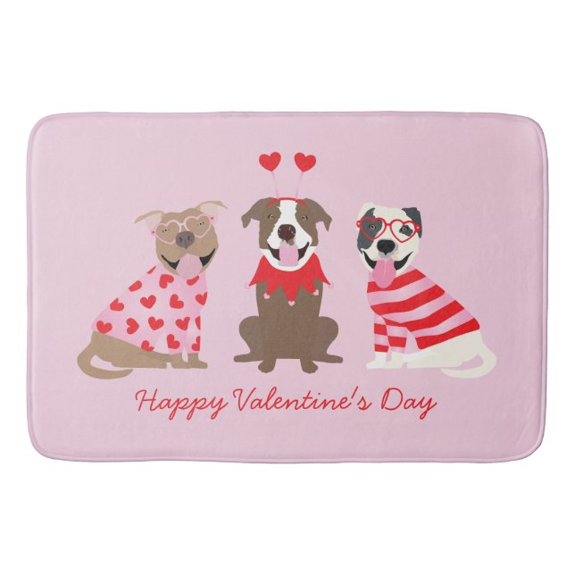Happy Valentines Day American Pit Bull Terriers Badematte (Vorderseite)