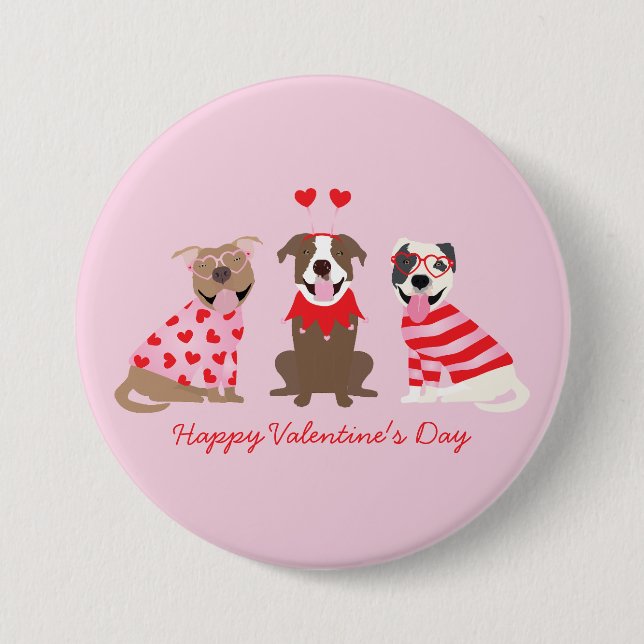 Happy Valentines Day American Pit Bull Terriers Button (Vorderseite)