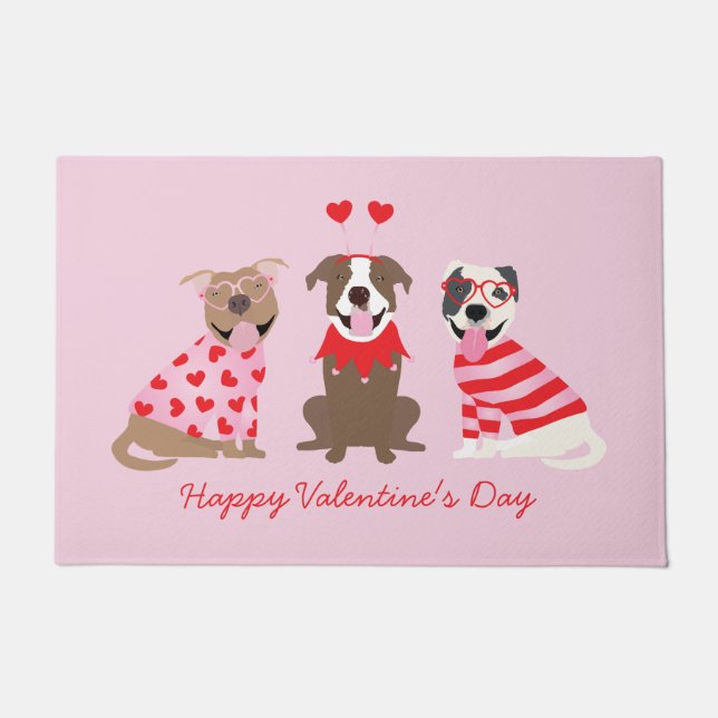 Happy Valentines Day American Pit Bull Terriers Fußmatte (Vorderseite)