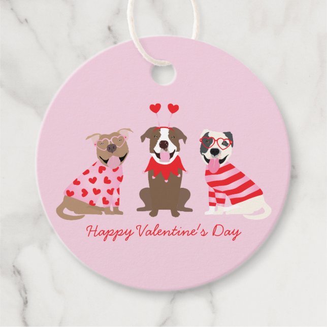 Happy Valentines Day American Pit Bull Terriers Geschenkanhänger (Vorderseite)