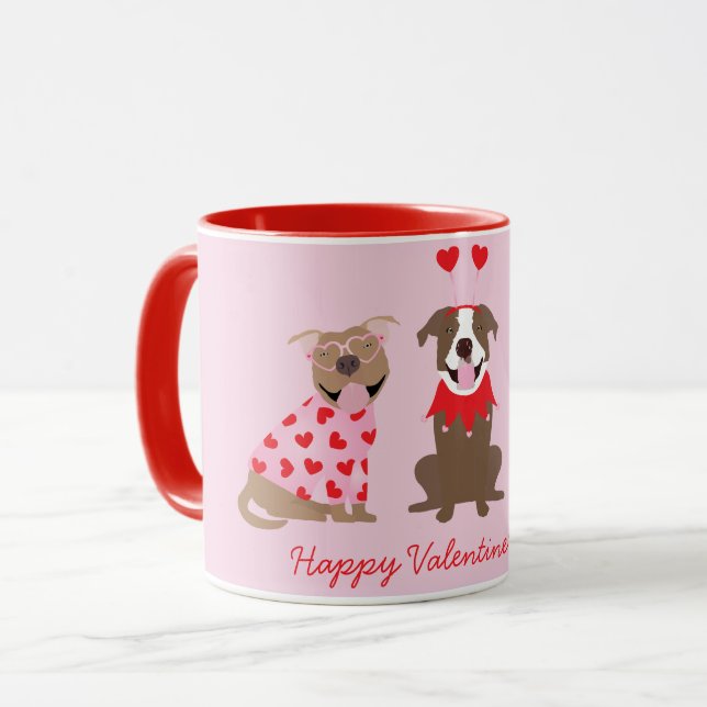 Happy Valentines Day American Pit Bull Terriers Tasse (Vorderseite Links)
