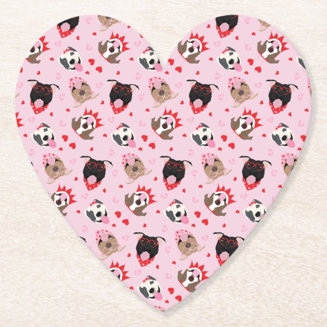 Happy Valentines Day American Pit Bull Terriers Untersetzer (Vorderseite)