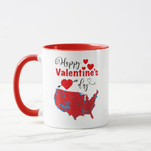 Happy Valentine's Day American Red Electoral Map Tasse