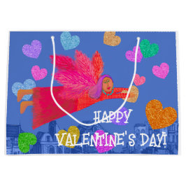 Happy Valentine's Day Angel and Hearts Große Geschenktüte