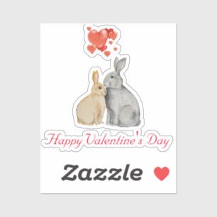 Happy Valentine's Day Aquarellbunnies Aufkleber