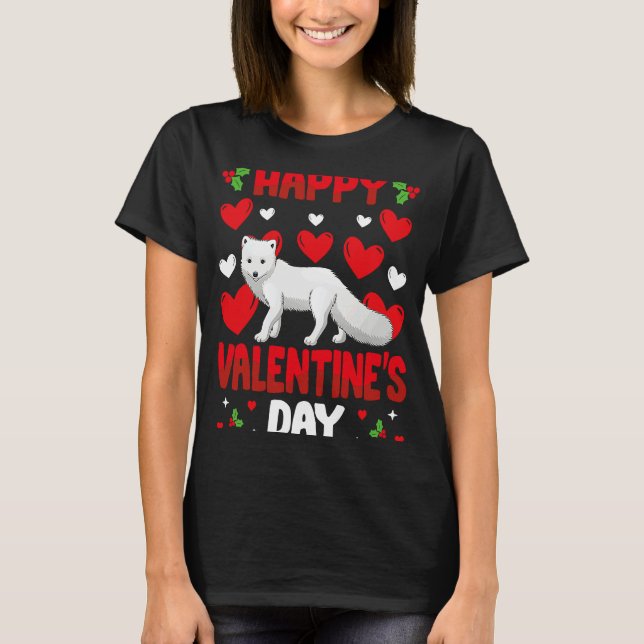 Happy Valentines Day Arctic Foxes Heart Love Anima T-Shirt (Vorderseite)