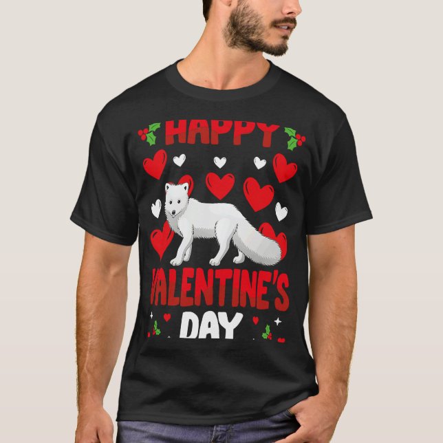 Happy Valentines Day Arctic Foxes Heart Love Anima T-Shirt (Vorderseite)