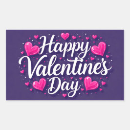 Happy Valentine's Day Aufkleber mit Herzen