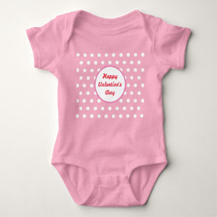 Happy Valentine's Day Baby Bodysuit (Red & White) Baby Strampler