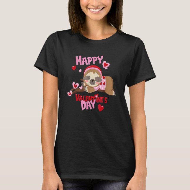 Happy Valentines Day Baby Sloth For Boys And Girls T-Shirt (Vorderseite)